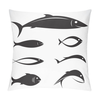 Personality  Set Of Vector Fish Icons  Pillow Covers