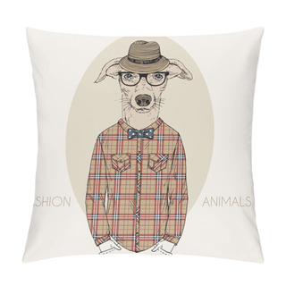 Personality  Doggy Hipster In Colors Pillow Covers