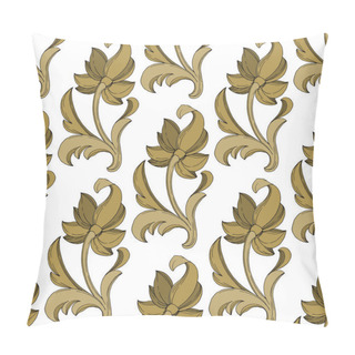 Personality  Vector Golden Monogram Floral Ornament. Black And White Engraved Ink Art. Seamless Background Pattern. Pillow Covers