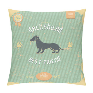Personality  Dachshund Vintage Typography Poster Pillow Covers