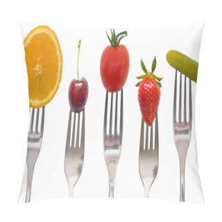 Personality  Diet Concept, Snack Of Vegetables And Fruits Pillow Covers