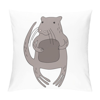 Personality  Cute Cartoon Beaver Character, Vector Isolated Illustration In Simple Style. Pillow Covers