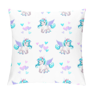 Personality  Seamless Pattern With Cute Cartoon Pegasus Pillow Covers
