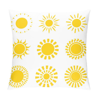 Personality  Set Of Yellow Sun Icon Symbols Isolated Pillow Covers