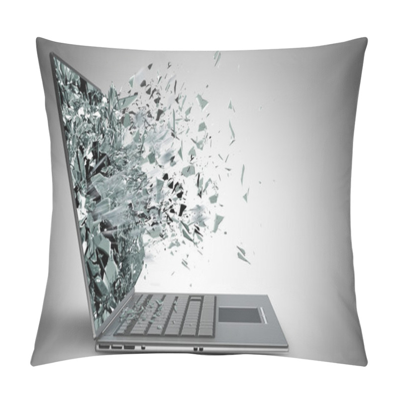 Personality  Laptop with broken screen pillow covers