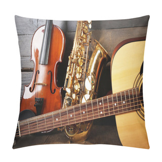 Personality  Close Up View On Musical Instruments  Pillow Covers