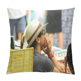 Personality  Market Trader Smoking Cigarette Pillow Covers