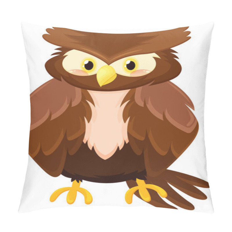 Personality  Brown owl bird in cartoon style illustration pillow covers