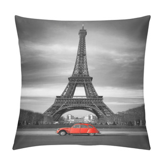 Personality  Eiffel Tower And Old Red Car -Paris Pillow Covers