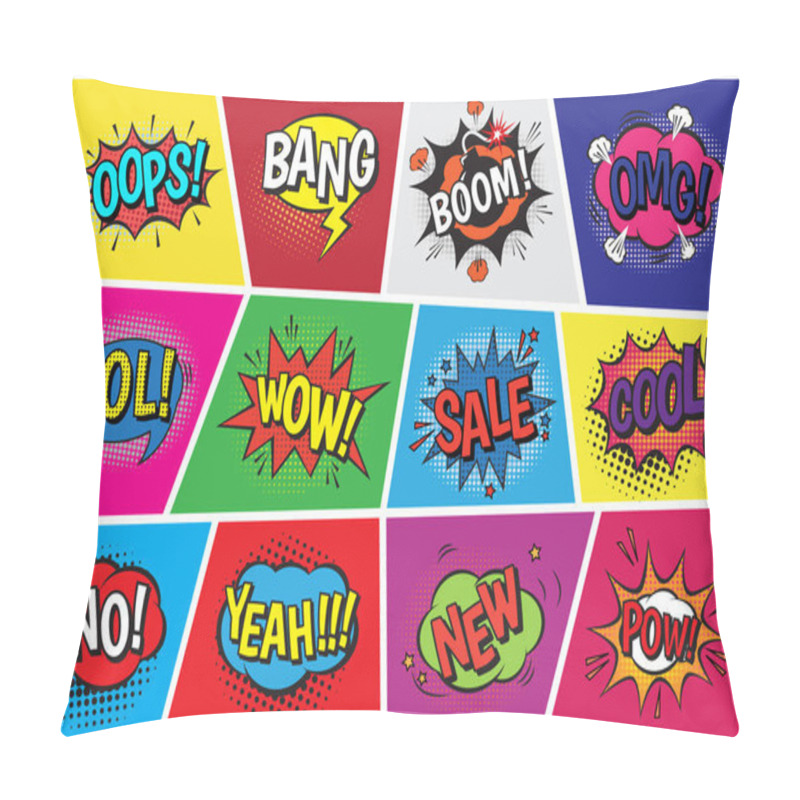 Personality  Pop Art Comic Vector Speech Cartoon Bubbles In Popart Style With Humor Text Boom Or Bang Bubbling Expression Asrtistic Comics Shapes Set Isolated On Background Illustration Pillow Covers