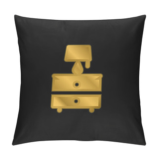 Personality  Bedside Table Gold Plated Metalic Icon Or Logo Vector Pillow Covers