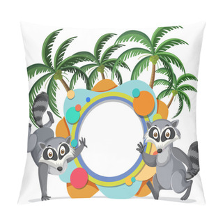 Personality  Two Lemurs Around A Colorful Circular Frame. Pillow Covers