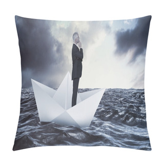 Personality  Thoughtful Mature Businessman Posing Pillow Covers