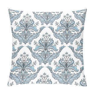 Personality  Classic Floral Damask Pattern In Blue And White Pillow Covers