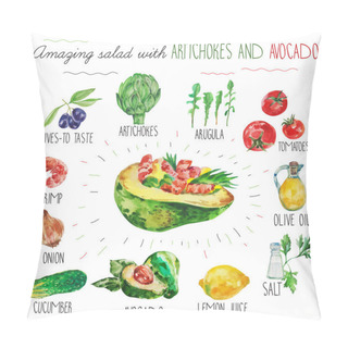 Personality  Salad Recipe With Avocado And Artichoke Pillow Covers