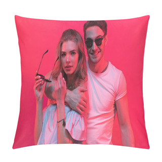 Personality  Stylish Couple At Casual Clothes Posing Pillow Covers