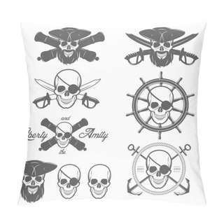 Personality  Set Of Pirate Themed Design Elements Pillow Covers