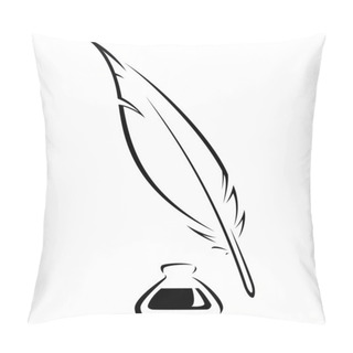 Personality  Quill And Ink Pot Black Vector Icon Pillow Covers