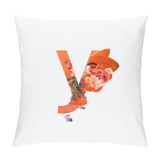 Personality  Cyrillic Letter With Orange Flowers Isolated On White Pillow Covers