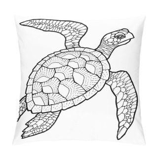 Personality  Sea Turtle - Vector Stylized Drawing Pillow Covers