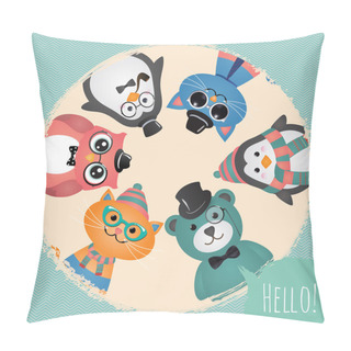 Personality  Hipster Fashion Retro Animals And Pets Background Pillow Covers