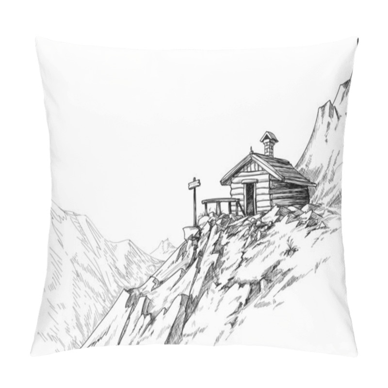 Personality  Mountain Hut Sketch Pillow Covers