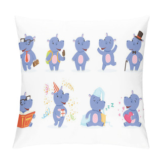 Personality  Cute Baby Behemoth Character In Action Pillow Covers