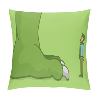 Personality  Man Facing A Huge Monster Foot Pillow Covers