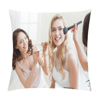 Personality  Bride Getting Makeup Before Wedding Pillow Covers
