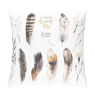 Personality  Paintings Vibrant Feathers Set. Pillow Covers