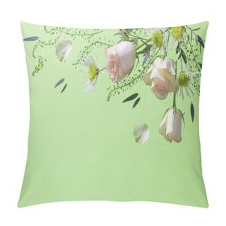 Personality  Flowers And Plants On Green Background Pillow Covers
