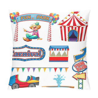 Personality  Set Of Circus Items On White Background Pillow Covers