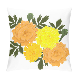 Personality  Marigold Flowers Of Yellow And Orange Color Isolated On White Background. Vector Graphics. Pillow Covers