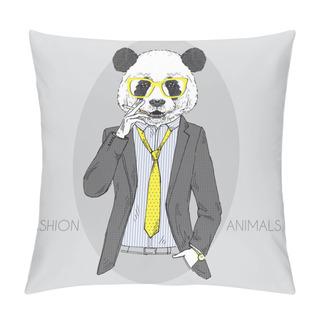 Personality  Panda Smoking Cigarette In Colors Pillow Covers
