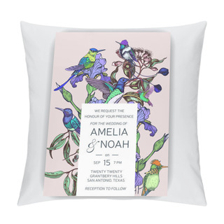 Personality  Sketch Hand Drawn Cards Templates With Hummingbirds, Vector Illustration Pillow Covers