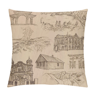 Personality  Architecture - An Hand Drawn Vector Pack Pillow Covers