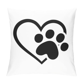 Personality  Vector Black Heart Shape Stencil Love Symbol, Pet Cat Or Dog Footprint .Doggy Kitty Paw Mark Silhouette Drawing Sign.Puppy Footstep Trail Icon .T Shirt Print Design.Sticker.Tattoo.Plotter Laser Cut.  Pillow Covers