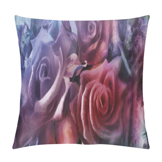 Personality  Rose Painting Canvas Hand Painted Plakativ Pillow Covers