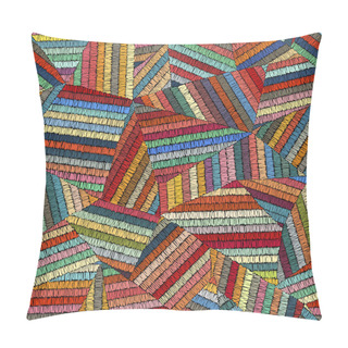 Personality  Embroidery - Seamless Ornament. Colored Lines On A Black Backgro Pillow Covers