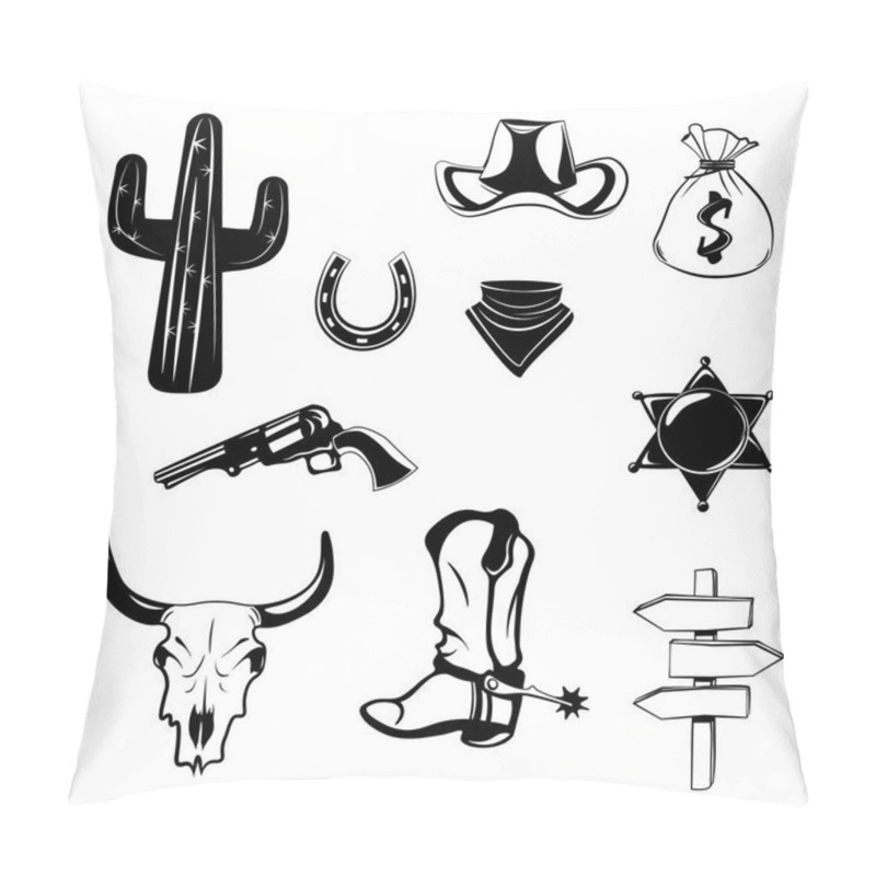 Personality  Wild West. Set Of Vintage Rodeo Emblems, Labels, Logos, Badges Pillow Covers