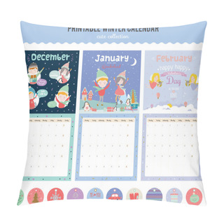 Personality  Cute Calendar Template For 2016. Pillow Covers