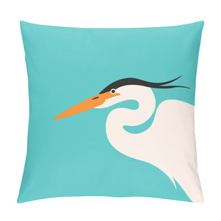 Personality   Heron  Head , Vector Illustration , Flat Style, Profile  Pillow Covers