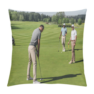 Personality  Young Friends Playing Golf Pillow Covers