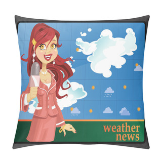 Personality  Reporter Girl In Pink Tell Weather News Pillow Covers