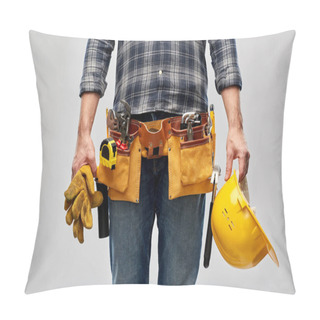 Personality  Worker Or Builder With Helmet And Working Tools Pillow Covers