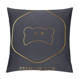Personality  Baby Bear Head Silhouette Golden Line Premium Logo Or Icon Pillow Covers