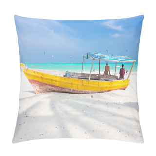 Personality  White Tropical Sandy Beach On Zanzibar. Pillow Covers