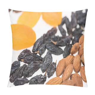 Personality  Assorted Turkish Dried Fruits And Nuts Isolated On White Pillow Covers