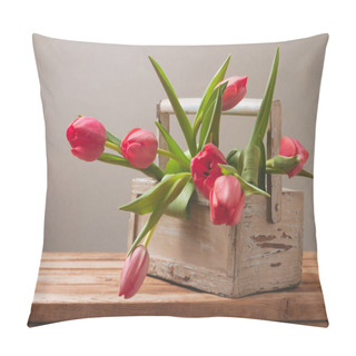 Personality  Tulip Flowers In Wooden Bo Pillow Covers