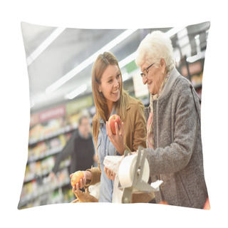 Personality  Elderly Woman With Young Woman Shopping Pillow Covers